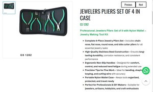 Ensemble de pinces pour bijoutiers professionnels, 4 pièces, kit d'outils de fabrication de bijoux avec étui en nylon, outils à main en acier inoxydable |   Numéro d'article GS-1282 - Product Image 3