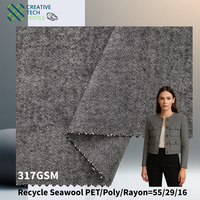 Tissu écologique durable RCO-2B2132 Seawool en PET/POLY/RAYON recyclé 55/29/6, tissé Dobby Tweeds, poids lourd 317GSM