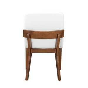 Set di 2 sedie da pranzo moderne in legno con finitura noce e rivestimento in pelle PU bianca lucida - Product Image 4