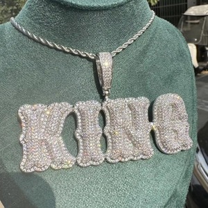 Moissanite Letter Name <b>Pendant</b> 18K Gold Filled Round Brilliant Cut Micro Insert Hip Hop Theme Charms Custom <b>Initial</b> <b>Pendant</b> - Product Image 5