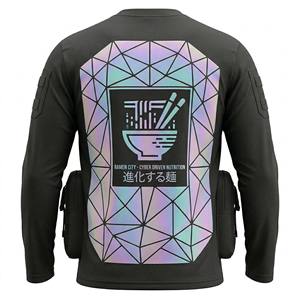 เสื้อเชิ้ตแขนยาวผู้ชายสไตล์เทคแวร์ ไซเบอร์พังก์ ลายกราฟิกเรขาคณิตสะท้อนแสง เสื้อยืดอเนกประสงค์แบบยุทธวิธี มีกระเป๋าหลายช่อง ผลิตจากโพลีเอสเตอร์ - Product Image 2