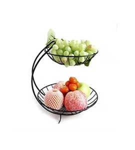 Panier de Comptoir à 2 Niveaux en Métal Noir de Luxe avec Crochets Suspendus, Organisateur Stable pour Fruits, Snacks et Cosmétiques - Product Image 2