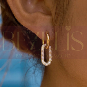 Boucles d'oreilles créoles en or 18 carats avec diamants de laboratoire, double anneau géométrique, pendantes, pour femme, cadeau de mariage, tendance - Product Image 2