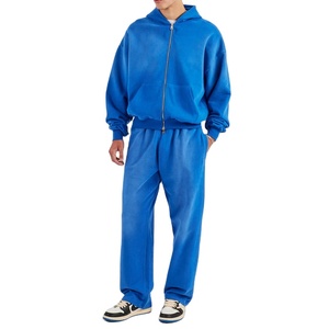 Ensemble de survêtement tendance pour homme, coupe ample, imprimé, 100% coton, sweat-shirt à fermeture éclair avec poches latérales, pantalon de jogging, ensemble 2 pièces - Product Image 1