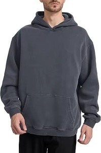 Latest Custom <b>Men's</b> Dark <b>Grey</b> Acid Wash 100% Cotton <b>Men's</b> Vintage Pullover Hoodie Heavyweight <b>Fleece</b> Oversized Streetwear Blank - Product Image 3