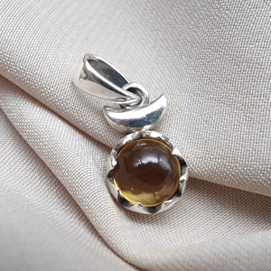 Colgante de Cabujón Redondo de Citrino Natural en Plata de Ley 925, Joyería Vintage para Mujer, Ideal para Fiestas, Proveedor Mayorista - Product Image 1
