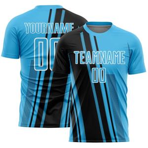 Maillot de football personnalisé bleu et noir pour homme, nom et numéro de l'équipe, t-shirt de football respirant, vêtements de sport athlétiques - Product Image 1