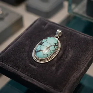 925 Sterling Silver Tibetan Turquoise Pendant Natural Gemstone Oval Cabochon Handmade Vintage Jewelry Wholesale Fashion Pendants - Product Image 3