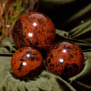 Sphère de cristal polie en obsidienne acajou naturelle, pierre de guérison - Product Image 4