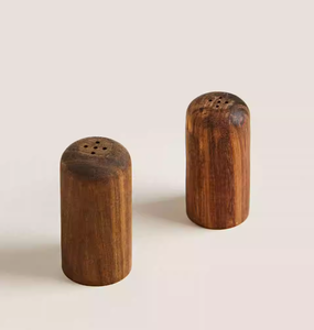 Saleros y Pimenteros de Madera, Juego de Salero y Pimentero Hechos a Mano, Salero de Latón y Madera, Juego de Vajilla Rústica para Cocina - Product Image 5