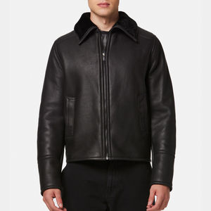 Veste bomber en cuir pour homme de très haute qualité, veste bomber classique de qualité supérieure, en véritable peau de mouton - Product Image 4