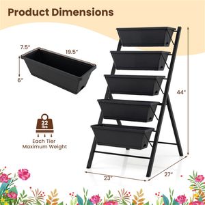 "5 Tier Rustic <b>Square</b> Classic Rusted Raised Garden Planter <b>Pots</b> with Drainage Trays" - Product Image 2