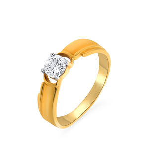 Spherical Bond <b>Men</b> Solitaire <b>Ring</b> Elegant Round Cut Diamond Look Solitaire Wedding <b>Ring</b> <b>for</b> Women in Premium Yellow Gold Plated - Product Image 1