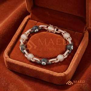 Pulsera de Moissanita en Oro Rosa, Estilo Hip Hop, Cadena Fina, Joyería, Regalo para Mujer y Hombre, Premium - Product Image 4