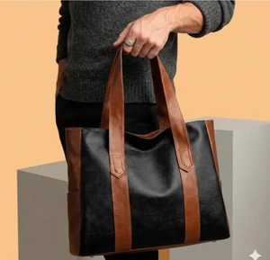 Sac fourre-tout classique pour femme en cuir véritable avec bandoulière marron, grande capacité, ouverture supérieure, sac décontracté pour usage quotidien, prêt à être expédié - Product Image 4