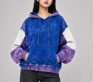 Women's Oversized <b>Tie</b> <b>Dye</b> <b>Hoodie</b> Color Blocking Cotton Knitted Sweatshirt Autumn Casual Style with Pockets - Product Image 1