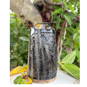 Jarra de Cuerno Vikinga Hecha a Mano, Taza de Cuerno de Búfalo Pulido, Gran Capacidad, Estilo Vintage, Reutilizable, para Cerveza, Regalo para Fiestas, Artesanía para el Hogar - Product Image 1