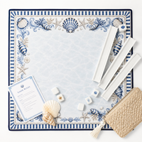 Tapis de Mahjong Pliable de Luxe Chic et Personnalisé de 33 Pouces, Antidérapant 3mm, Collection Coquillages Estivaux, Housse de Table de Mahjong, Cadeau pour Soirée de Jeu