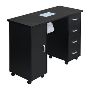 Table de manucure noire en MDF à porte simple avec 4 tiroirs et ventilateur - Product Image 5
