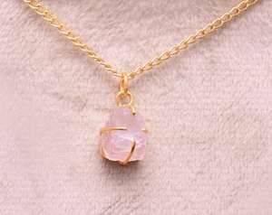 Collar con Colgante de Cristal de Cuarzo Transparente para Niños, Plata de Ley 925, Chapado en Oro de 14K, Piedra Preciosa Natural Curativa, Estilo Étnico - Product Image 2