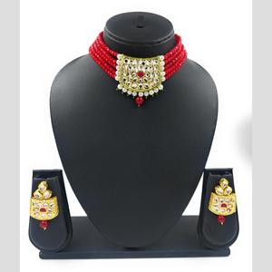 Green NS237 Fine Jewelry <b>Set</b> Gold-Plated Kundan <b>and</b> Beads <b>Necklace</b> for <b>Bridal</b> Ethnic Designer <b>Earring</b> for Wedding - Product Image 3