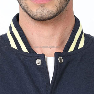 Men's Navy Yellow Color Block Varsity <b>Jacket</b> Regular Fit Button Closure Casual Wear Cotton <b>Fleece</b> <b>Lined</b> <b>Jacket</b> - Product Image 6
