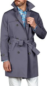 Manteau trench mi-long pour homme, double boutonnage, résistant à l'eau et au vent, qualité supérieure, veste tendance pour l'automne et l'hiver - Product Image 2