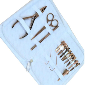 Kit d'outils pour extensions capillaires en acier inoxydable : aiguille courbée pour la séparation, mini-ciseaux, pinces de sectionnement, pince à bandes, micro-perles - Product Image 5