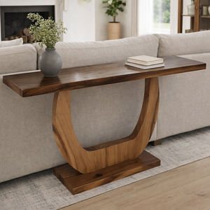 Exclusiva Mesa Consola Escultural Moderna de Madera de Suar Natural Ajustable y Ecológica para Sala de Estar y Pasillo de Lujo - Product Image 6