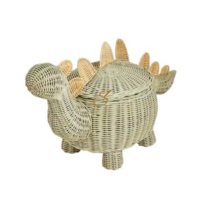 Cesta de Almacenamiento de Mimbre con Forma de Dinosaurio, Organizador Hecho a Mano de Ratán Natural para Habitación Infantil, Guardería y Hogar - Product Image 1