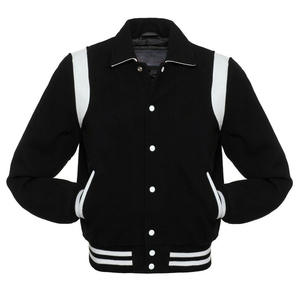 เสื้อแจ็คเก็ตบอมเบอร์ขนสัตว์สีเขียวขายส่ง แขนหนังสีทอง สำหรับผู้ใหญ่และเด็ก ผ้าบางสำหรับฤดูหนาว สไตล์วิทยาลัย ขายเป็นชิ้นเดียว - Product Image 5