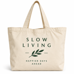 กระเป๋าผ้าแคนวาสแบบสั่งทำ Slow Living ดีไซน์มินิมอล ลายใบไม้พิมพ์ลาย ใช้ได้ทุกฤดู สำหรับช้อปปิ้งและเดินทาง - Product Image 1