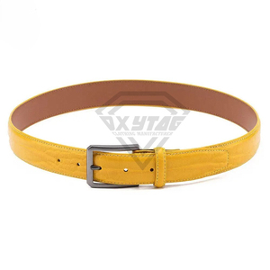 Ceinture en cuir de crocodile véritable de qualité supérieure pour homme, jaune vif, ceinture de créateur de luxe, accessoire vestimentaire fait main sur mesure - Product Image 3