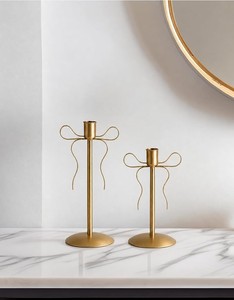 Golden Metal Candle Holder Set of 2 Modern Decorative Tabletop Candle Stand for Home Living Room Dining Table Wedding Party - Product Image 4