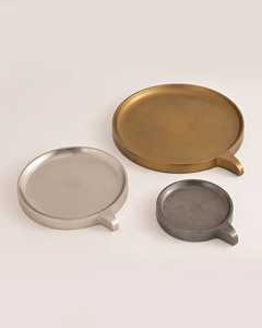 Luxury Irregular Aluminum <b>Decorative</b> <b>Trays</b> Set Silver <b>Black</b> Minimalist Handle Design Single-piece Package Diwali Bar Mitzvah - Product Image 1