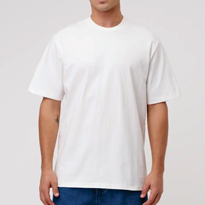 T-shirt blanc en coton pour homme, coupe classique, col rond, manches courtes, style minimaliste, jersey tricoté, couleur unie - Product Image 6