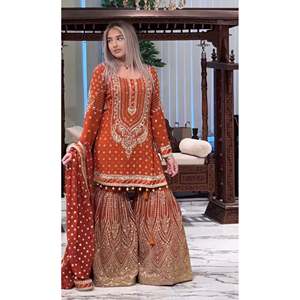Top lourd en fausse georgette Plazzo & Dupatta pour femme de créateur pour un look de fête - Product Image 1