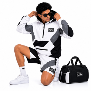 Mens Hooded Windbreaker <b>Jacket</b> and Shorts Set Lightweight Breathable Casual Activewear <b>Summer</b> Outfit - Product Image 3