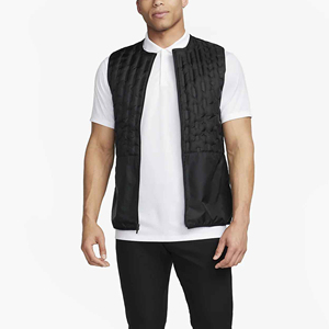 Men's <b>Black</b> Woolen Quilted Sleeveless <b>Vest</b> Zipper Closure Waterproof Windproof Stand Collar Casual Outerwear Winter Wear 3D - Product Image 2