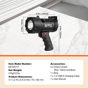 Torcia LED Ricaricabile Super Luminosa 200.000 Lumen, Impermeabile IP67, Faro Portatile - Product Image 4