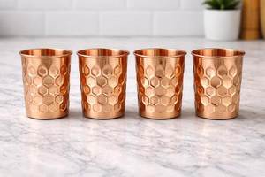 Copper water tumblers eco lifestyle drinkware ayurvedic hydration <b>cups</b> <b>reusable</b> durable for sustainable kitchen home use - Product Image 4