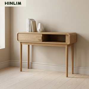 Oak <b>Console</b> <b>Table</b> Contemporary Design <b>Storage</b> Leg Base Modern Living Room Furniture - Product Image 3