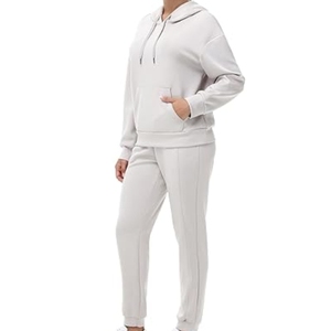 Sweat-shirt à capuche oversize en molleton gris chiné pour femme, 100 % coton premium, style streetwear, coupe décontractée - Product Image 3