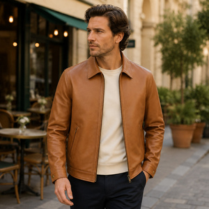 Veste en cuir véritable vintage imperméable de qualité supérieure pour homme, style motard, avec logo frontal, vente en gros - Product Image 6