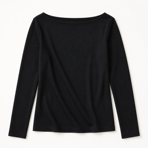 Haut à col rond et manches longues pour femme, minimaliste, élégant, décontracté, coupe ajustée, extensible, respirant, en jersey uni, chemisier basique tendance pour femme - Product Image 5