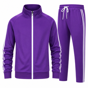 Conjunto Deportivo Personalizado Color Morado, Ropa Deportiva Transpirable, Chaqueta Ligera con Cierre y Pantalones Jogger - Product Image 1