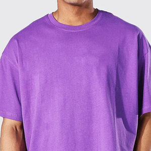 T-shirt tricoté pour homme, coupe oversize, style hip-hop, à épaules tombantes, manches classiques, couleur unie, en polyester/coton 220g, respirant et à séchage rapide - Meilleures ventes - Product Image 2