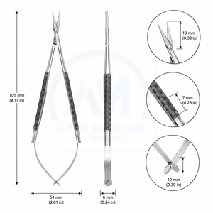 Tijeras Quirúrgicas Oftálmicas de Acero Inoxidable AL MIDA, Instrumentos de Cirugía Ocular de Precisión, Herramientas Oftálmicas Médicas con Certificación CE - Product Image 4