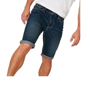 Shorts Bermuda en Coton Bleu Foncé pour Homme, Taille Mi-Haute, Fermeture Boutonnée, Style Décontracté avec Poches, Finition Délavée - Product Image 5