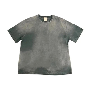 T-shirt vintage délavé à l'acide pour homme, 100 % coton, jersey épais respirant, coupe ample, vêtements confortables pour homme - Product Image 5